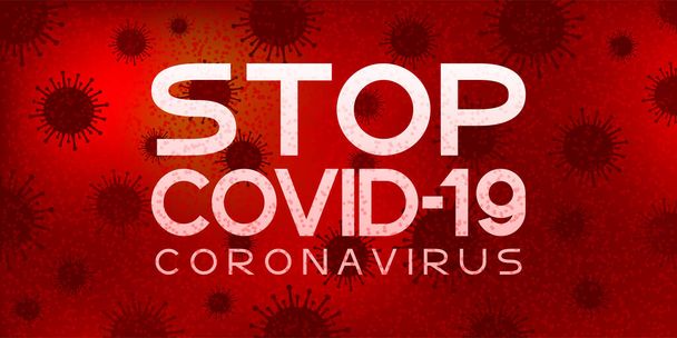 Red horizontal medical banner stop covid-19 coronavirus. - ベクター画像