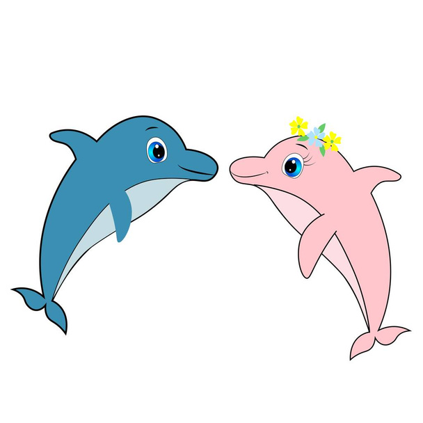 милый дельфин мультфильм иллюстрация, лето
  - Фото, изображение