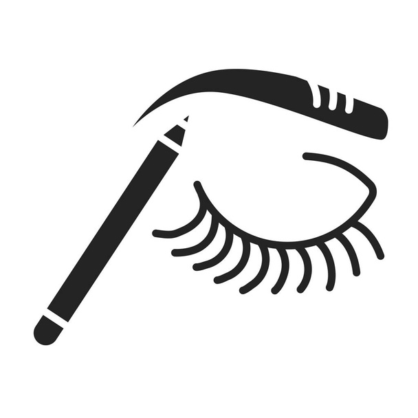 Make up eyebrow black glyph icon. Beauty industry. Pictogram for web page, mobile app, promo. UI UX GUI design element - Вектор,изображение
