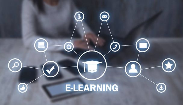 E-learning. Technologie. Online školení. Webinář - Fotografie, Obrázek