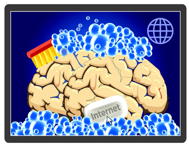 Brainwashing on Internet. People might get manipulated and controlled when they surf the worldwide web. - Photo, Image