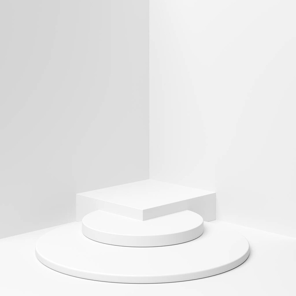 Abstrakcyjne tło, makieta geometrii sceny podium wyświetlania produktu. Renderowanie 3D - Zdjęcie, obraz