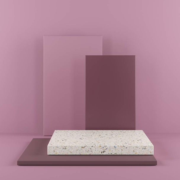 Абстрактный фон, имитирующий сцену геометрической формы подиум для показа продукции. 3D рендеринг
 - Фото, изображение