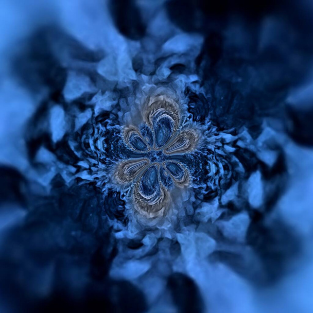 κυκλώνα στυλ αποτελέσματα της pealing κομμάτια χρώμα ως αφηρημένη μοντέρνα τέχνη μοτίβα και σχέδια σε αποχρώσεις του σκούρο μπλε - Φωτογραφία, εικόνα