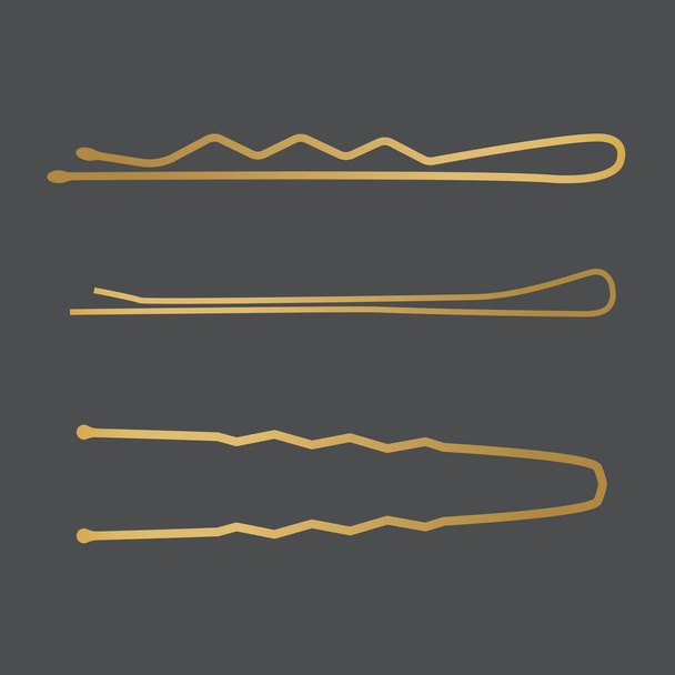 iconos de pasador de bobby dorado - ilustración vectorial
 - Vector, imagen