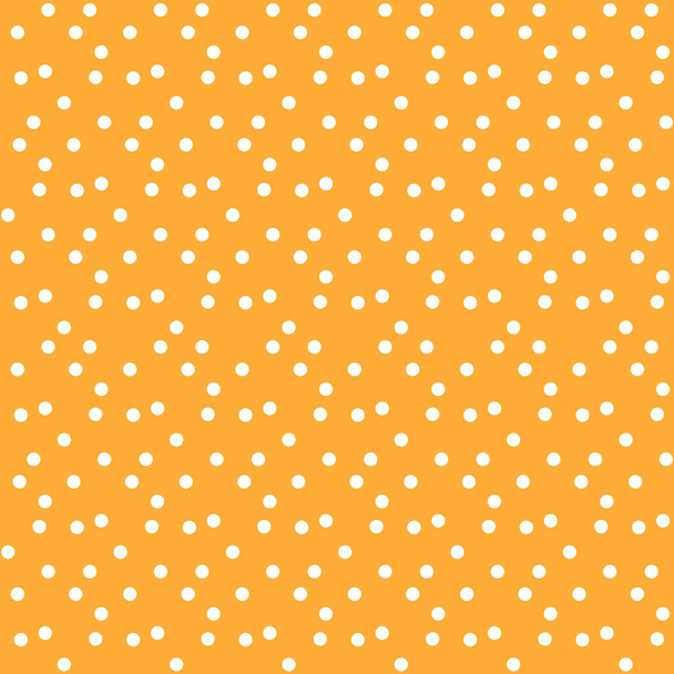 Oranje achtergrond willekeurige polka stippen vector naadloos patroon - Vector, afbeelding