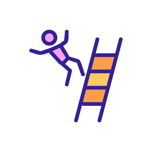 Mann stürzt von Treppe Mann stürzt von Treppe Farbige Symbolabbildung - Vektor, Bild