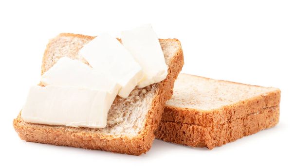 Sendvič se smetanovým sýrem na bílém pozadí. Izolované - Fotografie, Obrázek