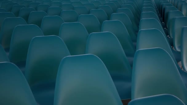 Classic business template with blue empty seats. Empty movie theater. - Footage, Video