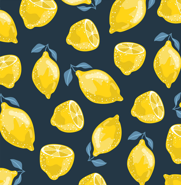 Summer pattern with sliced lemons. Vector illustration. Wrapping paper or fabric. - Vector, Image