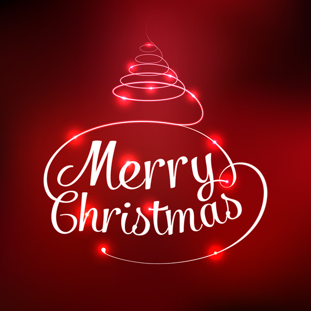 Glowing Merry Christmas typographic card - Vector, Imagen