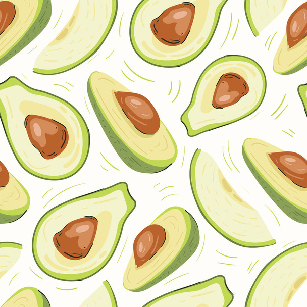 Avocado vector illustrations. Seamless pattern background. hand draw cartoon Scandinavian nordic design style for fashion or interior or cover or textile. - Vector, Image