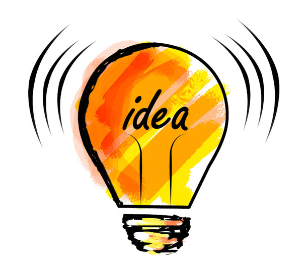 Light bulb illustration on white background. Concept of creative idea and innovation - Фото, изображение