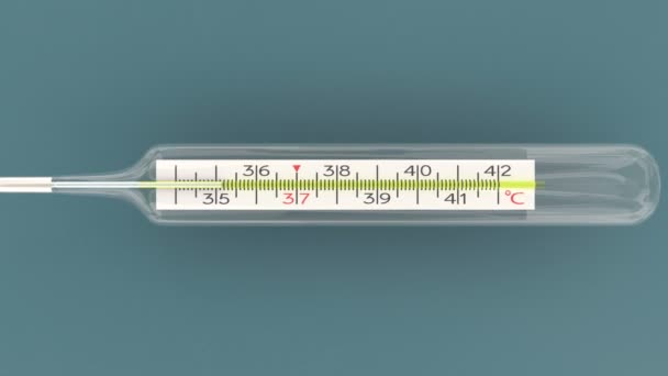 Kwikthermometer geïsoleerd en vanuit verschillende hoeken, temperatuurcontrole - Video
