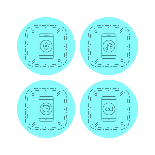 4 Conjunto de iconos de aplicaciones móviles aislados en fondo blanco
... - Vector, Imagen