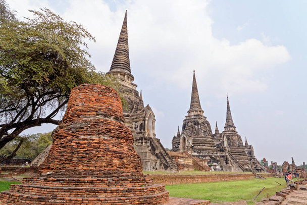 Ayutthaya archeologisch park, Wat Phra Si Sanphet - 21 januari 2020 - Azië, Thailand, Phra Nakhon Si Ayutthaya, de oude hoofdstad van Siam. - Foto, afbeelding