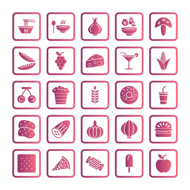 Sada ikon potravin pro osobní a komerční použití... - Vektor, obrázek