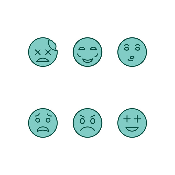 Σύνολο 6 εικονιδίων emoji σε λευκό φόντο διανυσματικά απομονωμένα στοιχεία... - Διάνυσμα, εικόνα