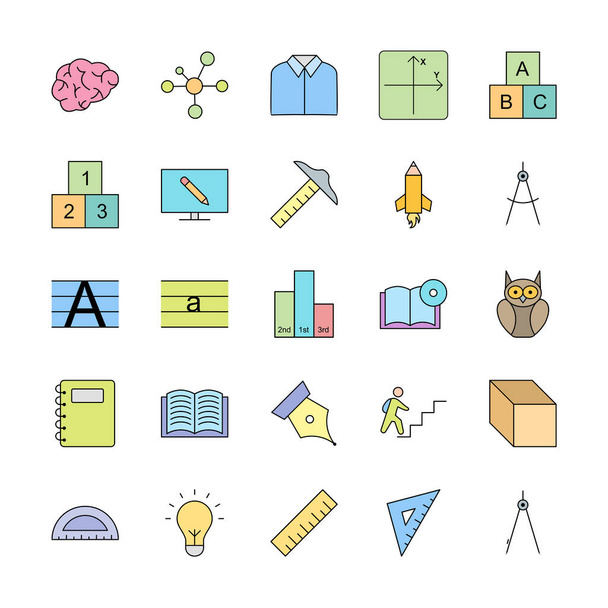 25 Set Of education icons isolated on white background... - Vector, Image