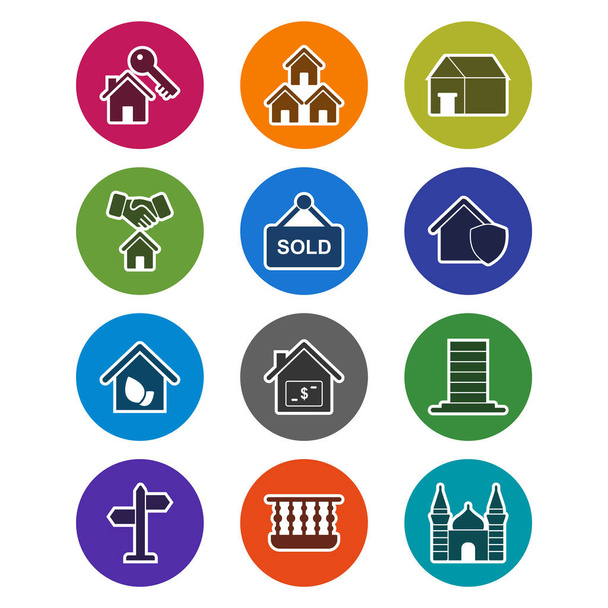 Set of 12 real estate Icons on White Background Vector Isolated Elements... - Vector, Image