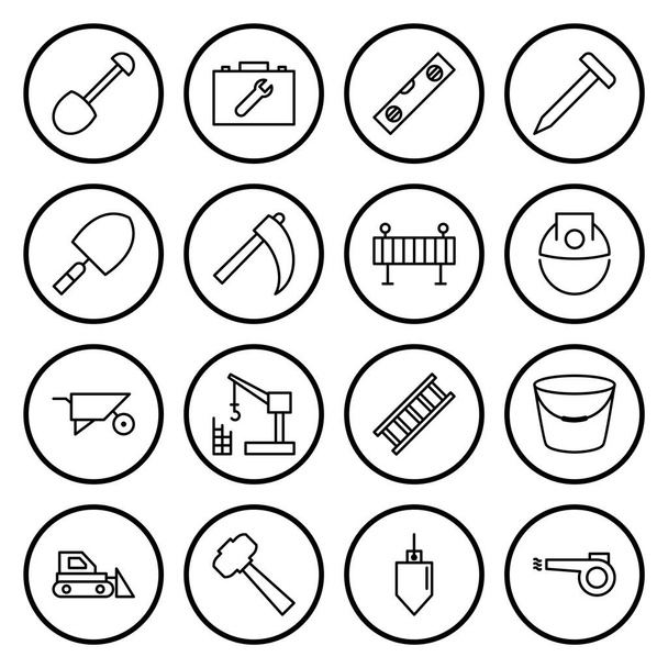 16 építési ikonok személyes és kereskedelmi használatra... - Vektor, kép