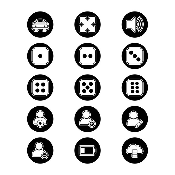 Set von 15 universellen Symbolen auf weißem Hintergrund Vektor isolierte Elemente... - Vektor, Bild