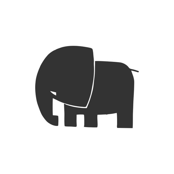 Logo Elefant. Schwarze Silhouette auf weißem Hintergrund. Vektorillustration. - Vektor, Bild