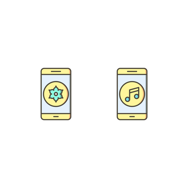 2 Conjunto de ícones de aplicativos móveis isolados em fundo branco
... - Vetor, Imagem
