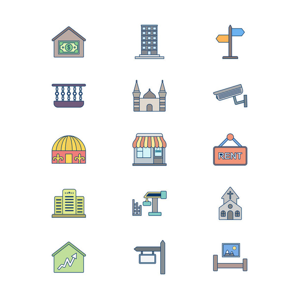 15 Icono conjunto de bienes raíces para uso personal y comercial
... - Vector, Imagen
