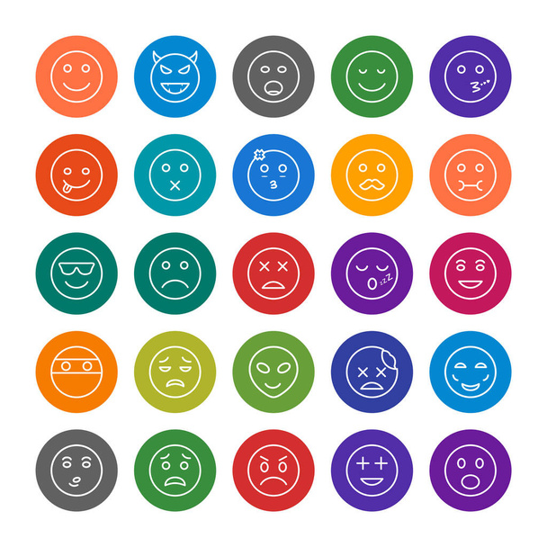25 Emoji-Symbole isoliert auf weißem Hintergrund... - Vektor, Bild