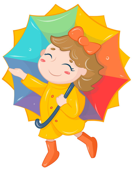 digital illustration "Happy girl under rainbow umbrella" - Фото, зображення