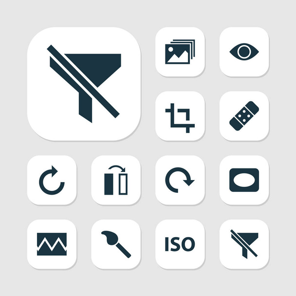 Immagine icone impostate con rinfrescare a destra, catturare, vignetta e altri elementi di vista. Isolate icone immagine illustrazione
. - Foto, immagini