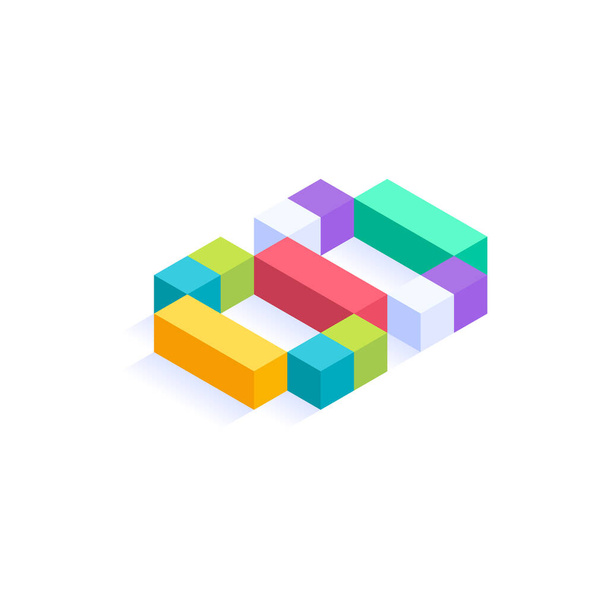 Numéro 8 cubes colorés isométriques conception 3d, illustration vectorielle de lettre tridimensionnelle isolé sur fond blanc
 - Vecteur, image