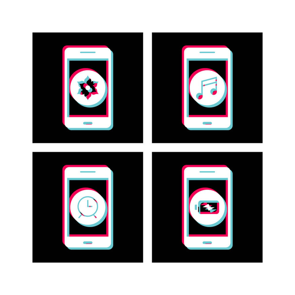 Set von 4 mobilen Apps Symbole auf weißem Hintergrund Vektor isolierte Elemente... - Vektor, Bild