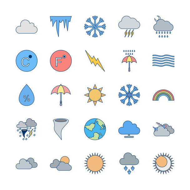 Set de 25 iconos meteorológicos para uso personal y comercial
... - Vector, Imagen