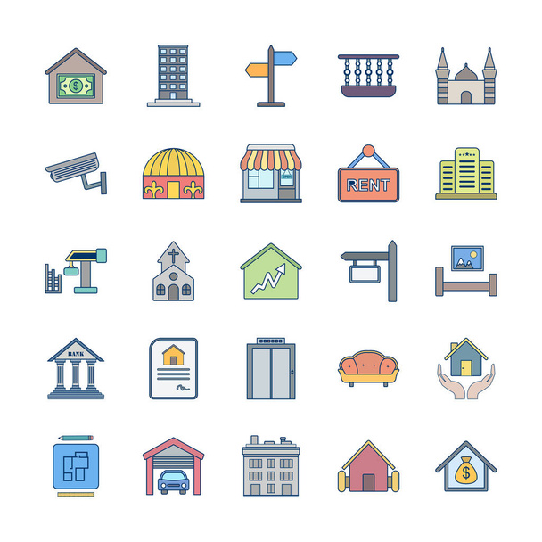 Conjunto de 25 iconos de bienes raíces para uso personal y comercial
... - Vector, Imagen