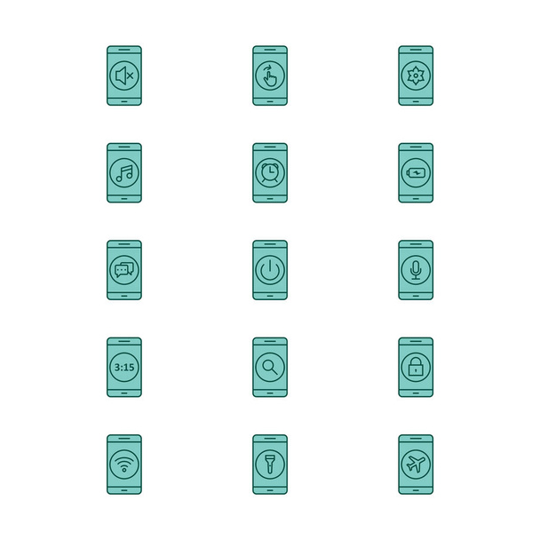 15 Conjunto de iconos de aplicaciones móviles aislados sobre fondo blanco
... - Vector, imagen