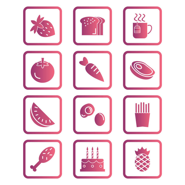 12 Food Icons For Personal And Commercial Use... - Vector, Image
