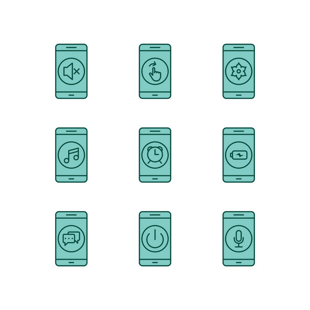 9 Conjunto de ícones de aplicativos móveis isolados em fundo branco
... - Vetor, Imagem