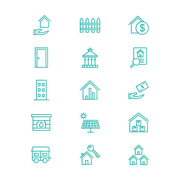 15 Icon Set von Immobilien für den persönlichen und kommerziellen Gebrauch... - Vektor, Bild