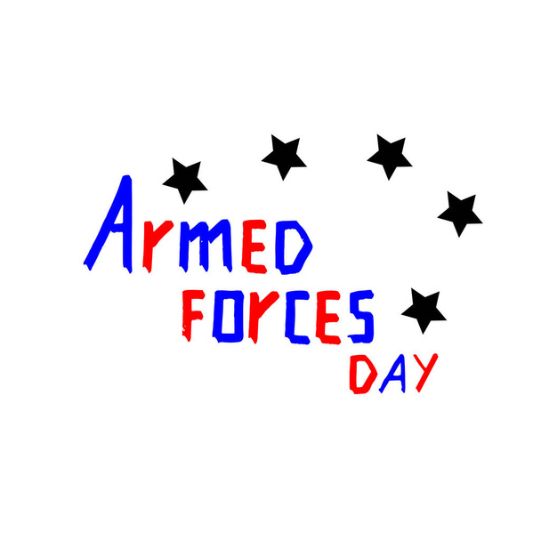 Día de las Fuerzas Armadas de Estados Unidos. Letras línea por línea con estrellas
. - Vector, imagen
