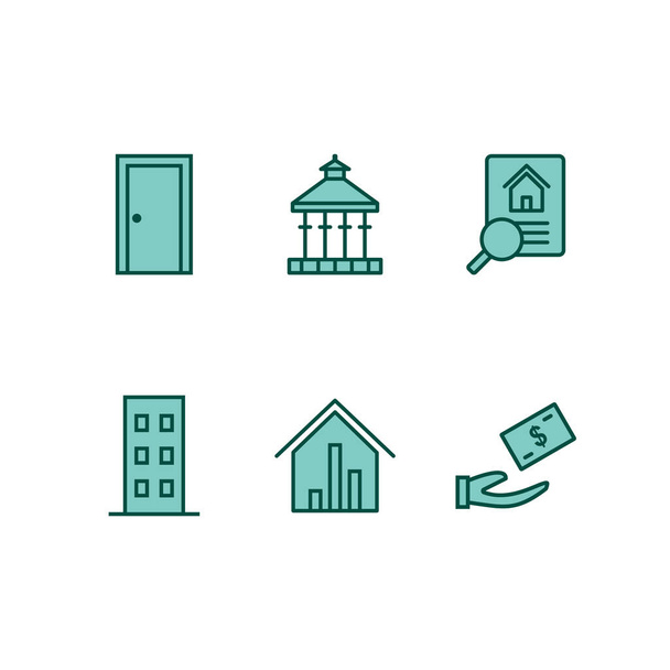 Set of 6 real estate Icons on White Background Vector Isolated Elements... - Vecteur, image