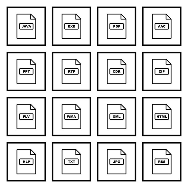 16 formatos de arquivo Folha de ícones isolados no fundo branco
... - Vetor, Imagem