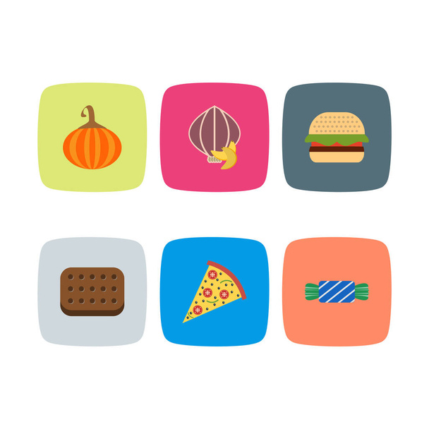 Set of 6 Food Icons on White Background Vector Isolated Elements  - Vektor, Bild