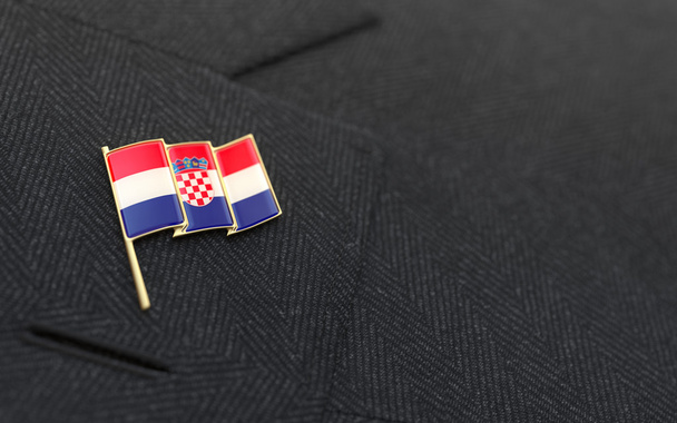 クロアチア フラグ折りえりピン、ビジネス スーツの襟 - 写真・画像