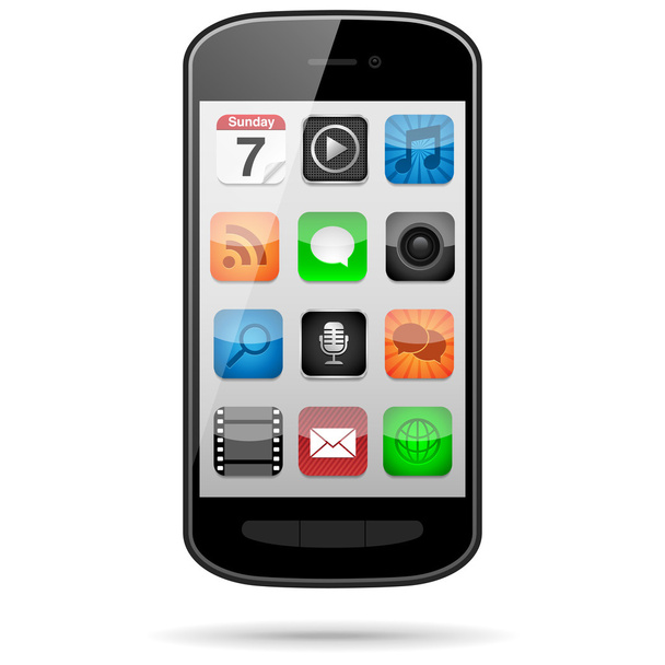 Smartphone mit App-Symbolen - Vektor, Bild