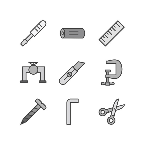 9 construction Icons Sheet Isolated On White Background... - Vector, imagen