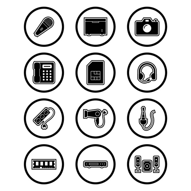 12 Symbole für elektronische Geräte für den persönlichen und gewerblichen Gebrauch... - Vektor, Bild