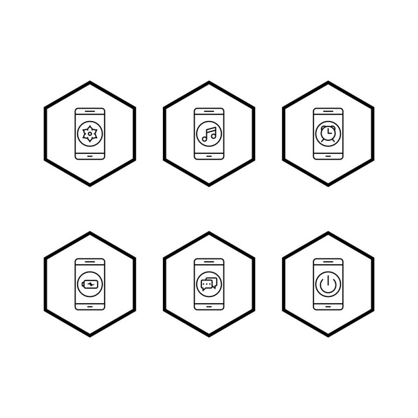 6 Σύνολο εικονιδίων εφαρμογών για κινητά που απομονώνονται σε λευκό φόντο... - Διάνυσμα, εικόνα