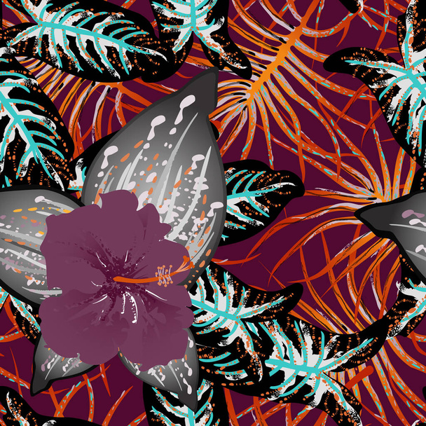 Tropical Leaf. Modern Motif. Jungle Print. Summer - Vector, afbeelding